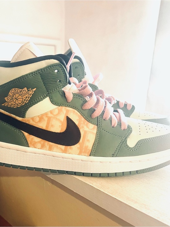 Jordan Shoes - Rare Air Jordan 1 Mid SE Dutch Green Pink Christian Dior Sneakers 8